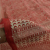 Sanskriti Vintage Sarees Red Pure Cotton Geometric Print Sari 5+yd Craft Fabric