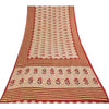 Sanskriti Vintage Sarees Peach Pure Cotton Ikat Printed Sari 5+yd Craft Fabric