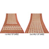 Sanskriti Vintage Sarees Peach Pure Cotton Ikat Printed Sari 5+yd Craft Fabric