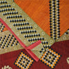 Sanskriti Vintage Sarees Orange Pure Cotton Floral & Geometric Print Sari Fabric
