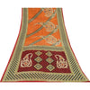 Sanskriti Vintage Sarees Orange Pure Cotton Floral & Geometric Print Sari Fabric