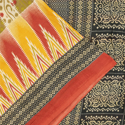 Sanskriti Vintage Sarees Multicolor Pure Cotton Printed Sari 5+yd Craft Fabric