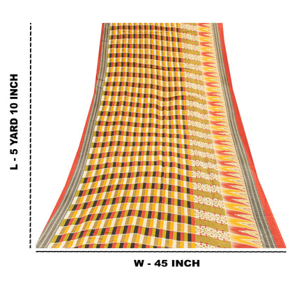 Sanskriti Vintage Sarees Multicolor Pure Cotton Printed Sari 5+yd Craft Fabric