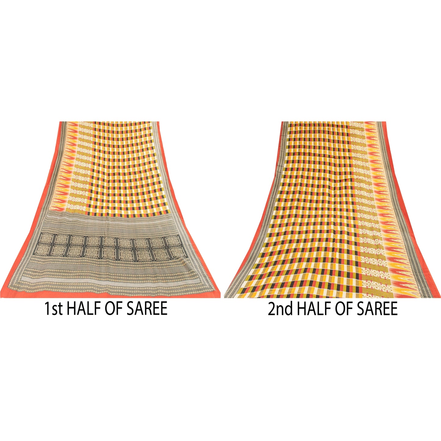 Sanskriti Vintage Sarees Multicolor Pure Cotton Printed Sari 5+yd Craft Fabric