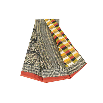 Sanskriti Vintage Sarees Multicolor Pure Cotton Printed Sari 5+yd Craft Fabric