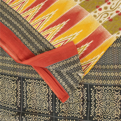 Sanskriti Vintage Sarees Multicolor Pure Cotton Printed Sari 5+yd Craft Fabric