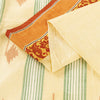 Sanskriti Vintage Sarees Ivory Tant Hand WovenPure Cotton Sari 5+yd Craft Fabric