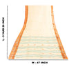 Sanskriti Vintage Sarees Ivory Tant Hand WovenPure Cotton Sari 5+yd Craft Fabric