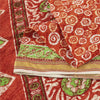 Sanskriti Vintage Sarees Indian Red Pure Cotton Printed Sari 5+yd Craft Fabric