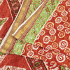 Sanskriti Vintage Sarees Indian Red Pure Cotton Printed Sari 5+yd Craft Fabric