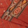 Sanskriti Vintage Sarees Orange Ikat Handwoven Odisha Pure Silk Sari 5+yd Fabric