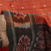 Sanskriti Vintage Sarees Orange Ikat Handwoven Odisha Pure Silk Sari 5+yd Fabric