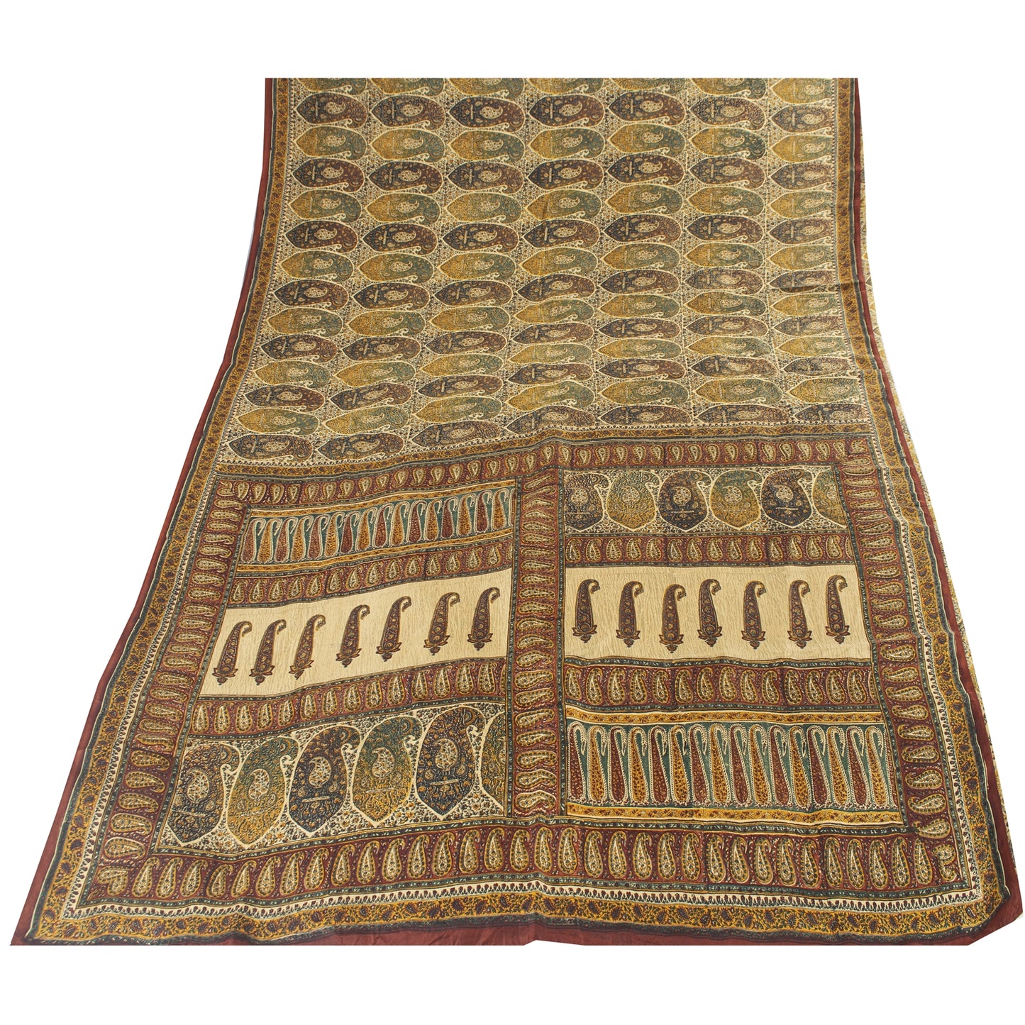 Sanskriti Vintage Sarees Indian Peach Pure Cotton Printed Sari 5+yd Craft Fabric