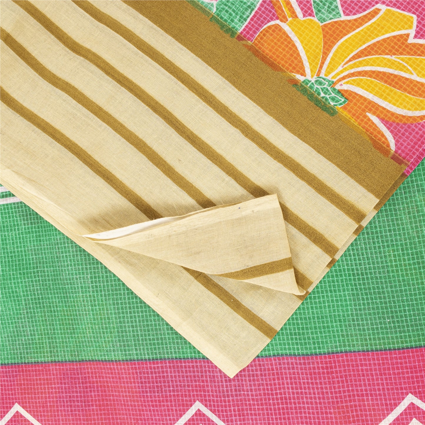 Sanskriti Vintage Sarees Indian Pink Pure Cotton Printed Sari 5+yd Craft Fabric