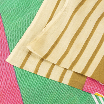 Sanskriti Vintage Sarees Indian Pink Pure Cotton Printed Sari 5+yd Craft Fabric