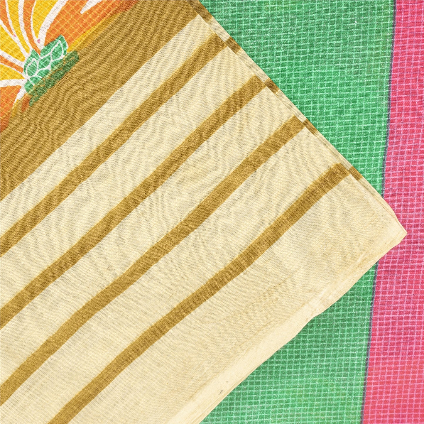 Sanskriti Vintage Sarees Indian Pink Pure Cotton Printed Sari 5+yd Craft Fabric