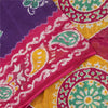 Sanskriti Vintage Sarees Purple & Pink Pure Cotton Batik Print Sari 5+yd Fabric