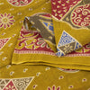 Sanskriti Vintage Sarees Indian Green Pure Cotton Print Sari 5+yd Craft Fabric