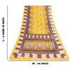 Sanskriti Vintage Sarees Indian Yellow Pure Cotton Print Sari 5+yd Craft Fabric