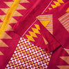 Sanskriti Vintage Saree Red Pure Cotton Geometric Printed Sari 5+YD Fabric Craft