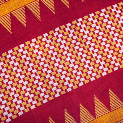 Sanskriti Vintage Saree Red Pure Cotton Geometric Printed Sari 5+YD Fabric Craft