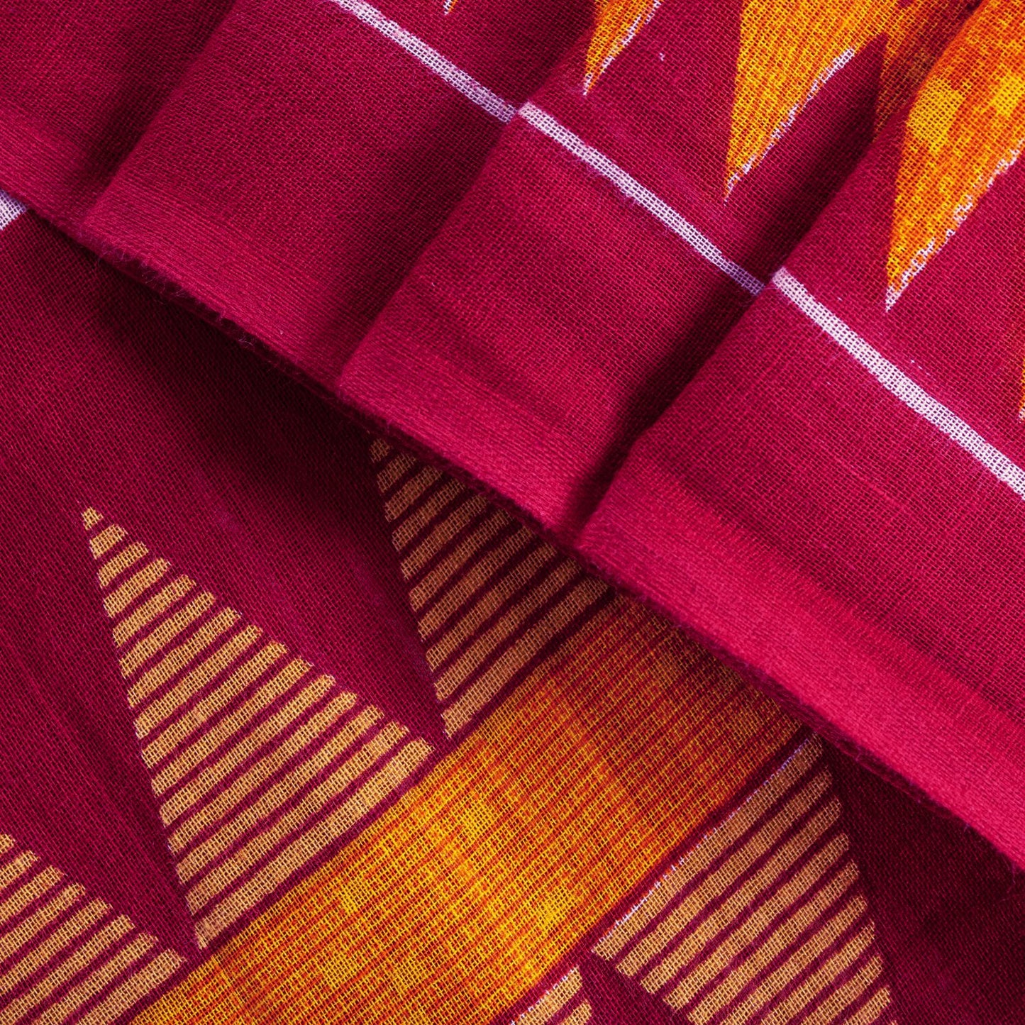 Sanskriti Vintage Saree Red Pure Cotton Geometric Printed Sari 5+YD Fabric Craft