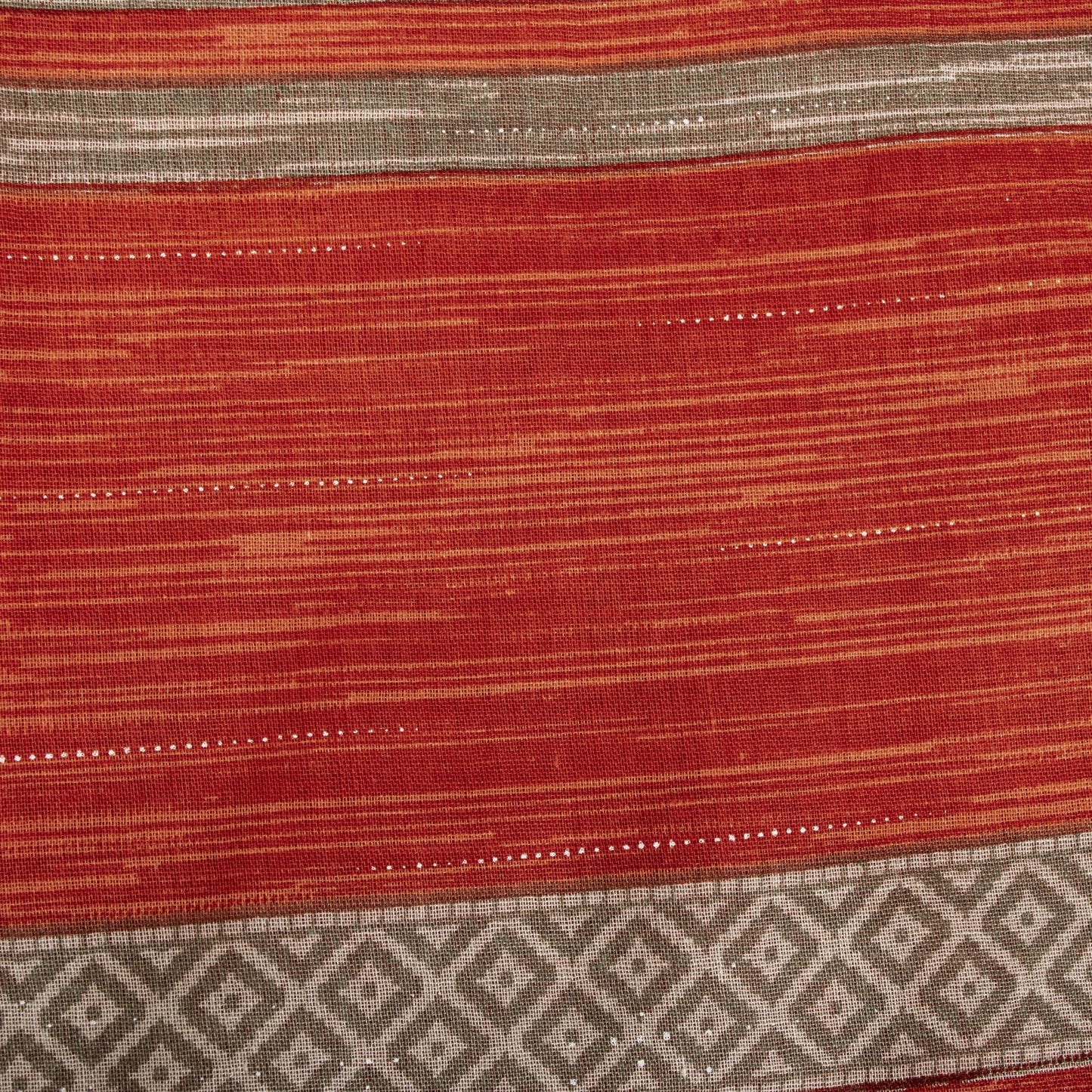 Vintage Saree Red 100% Pure Cotton Geometric Print Sari 5+YD Craft Sewing Fabric