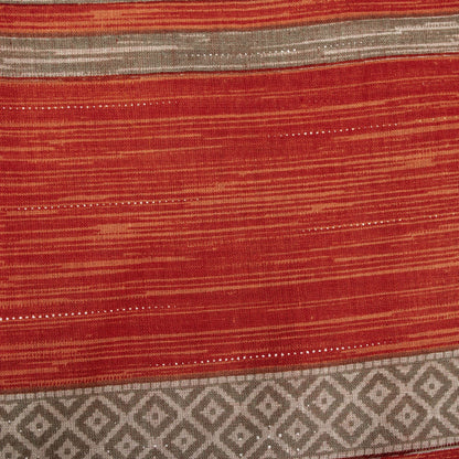Vintage Saree Red 100% Pure Cotton Geometric Print Sari 5+YD Craft Sewing Fabric