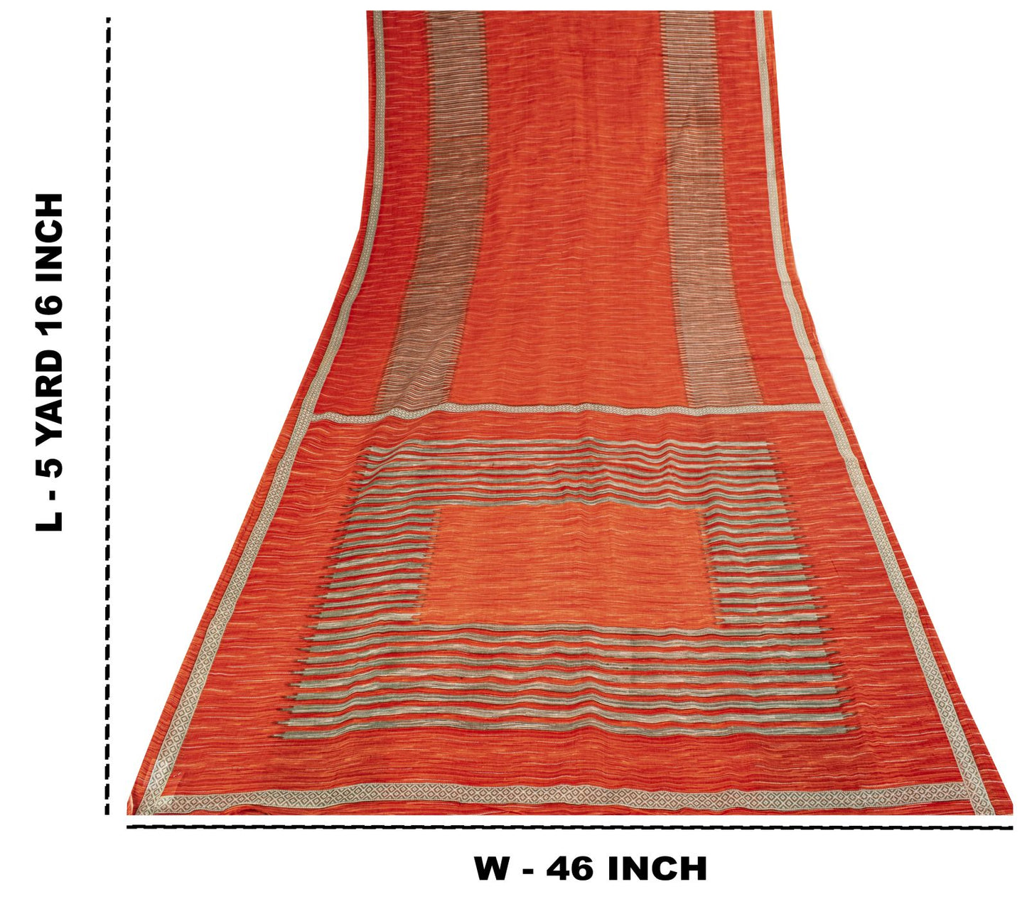 Vintage Saree Red 100% Pure Cotton Geometric Print Sari 5+YD Craft Sewing Fabric