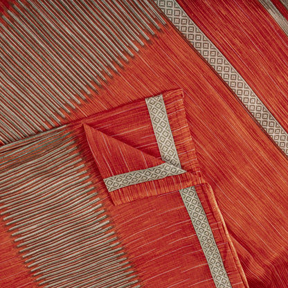 Vintage Saree Red 100% Pure Cotton Geometric Print Sari 5+YD Craft Sewing Fabric