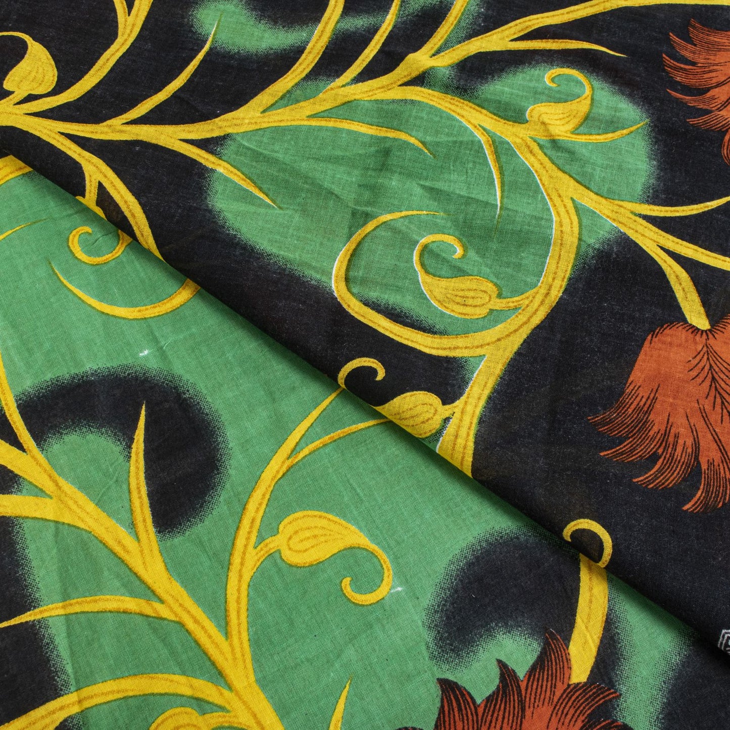 Sanskriti Vintage Saree Black-Green 100% Pure Cotton Digital Printed Sari 5+YD Craft Sewing Fabric