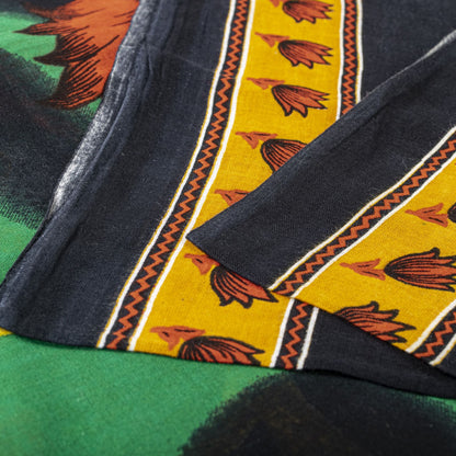 Sanskriti Vintage Saree Black-Green 100% Pure Cotton Digital Printed Sari 5+YD Craft Sewing Fabric