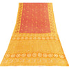 Sanskriti Vintage Sarees Red & Yellow Pure Cotton Printed Sari 5+yd Craft Fabric