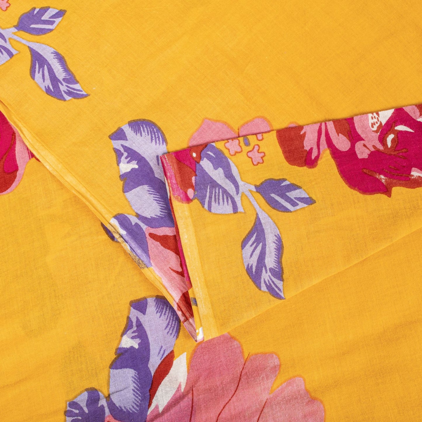 Sanskriti Vintage Saree Yellow Soft Pure Cotton Floral Digital Print Sari 5+YD