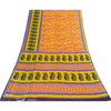 Sanskriti Vintage Sarees Indian Yellow Pure Cotton Print Sari 5+yd Craft Fabric