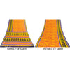 Sanskriti Vintage Sarees Indian Yellow Pure Cotton Print Sari 5+yd Craft Fabric