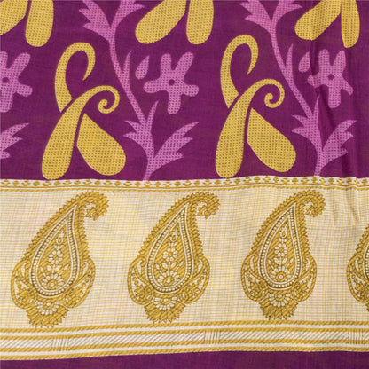 Sanskriti Vintage Sarees Pink Pure Cotton Paisley Printed Sari 5+yd Craft Fabric