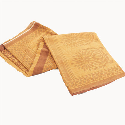 Sanskriti Vintage Sarees Yellow 100% Pure Cotton Printed Sari 5+yd Craft Fabric