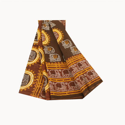 Sanskriti Vintage Sarees Pure Cotton Bandhani Elephant Printed Sari 5+yd Fabric