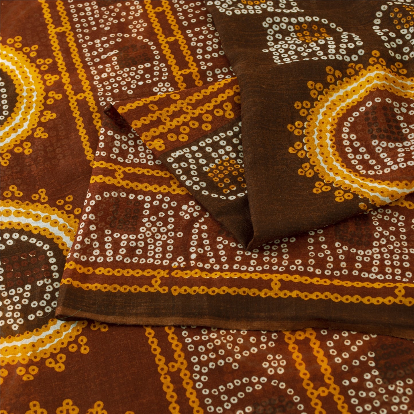 Sanskriti Vintage Sarees Pure Cotton Bandhani Elephant Printed Sari 5+yd Fabric