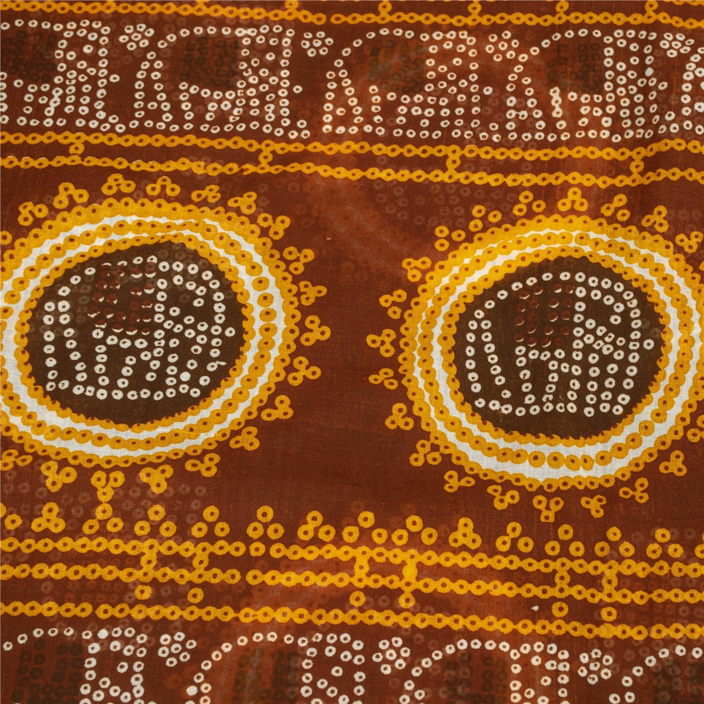 Sanskriti Vintage Sarees Pure Cotton Bandhani Elephant Printed Sari 5+yd Fabric