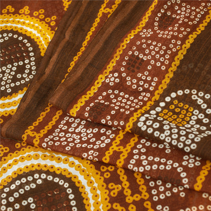 Sanskriti Vintage Sarees Pure Cotton Bandhani Elephant Printed Sari 5+yd Fabric