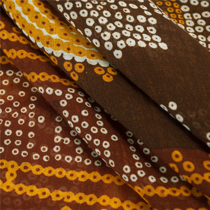 Sanskriti Vintage Sarees Pure Cotton Bandhani Elephant Printed Sari 5+yd Fabric