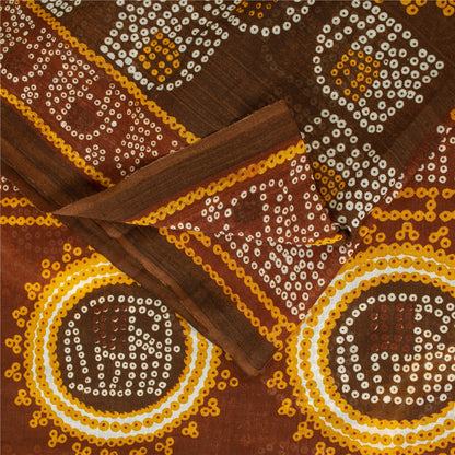 Sanskriti Vintage Sarees Pure Cotton Bandhani Elephant Printed Sari 5+yd Fabric