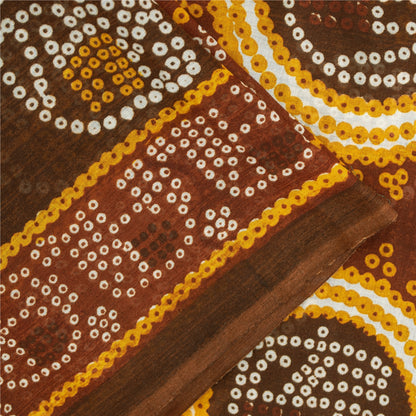 Sanskriti Vintage Sarees Pure Cotton Bandhani Elephant Printed Sari 5+yd Fabric