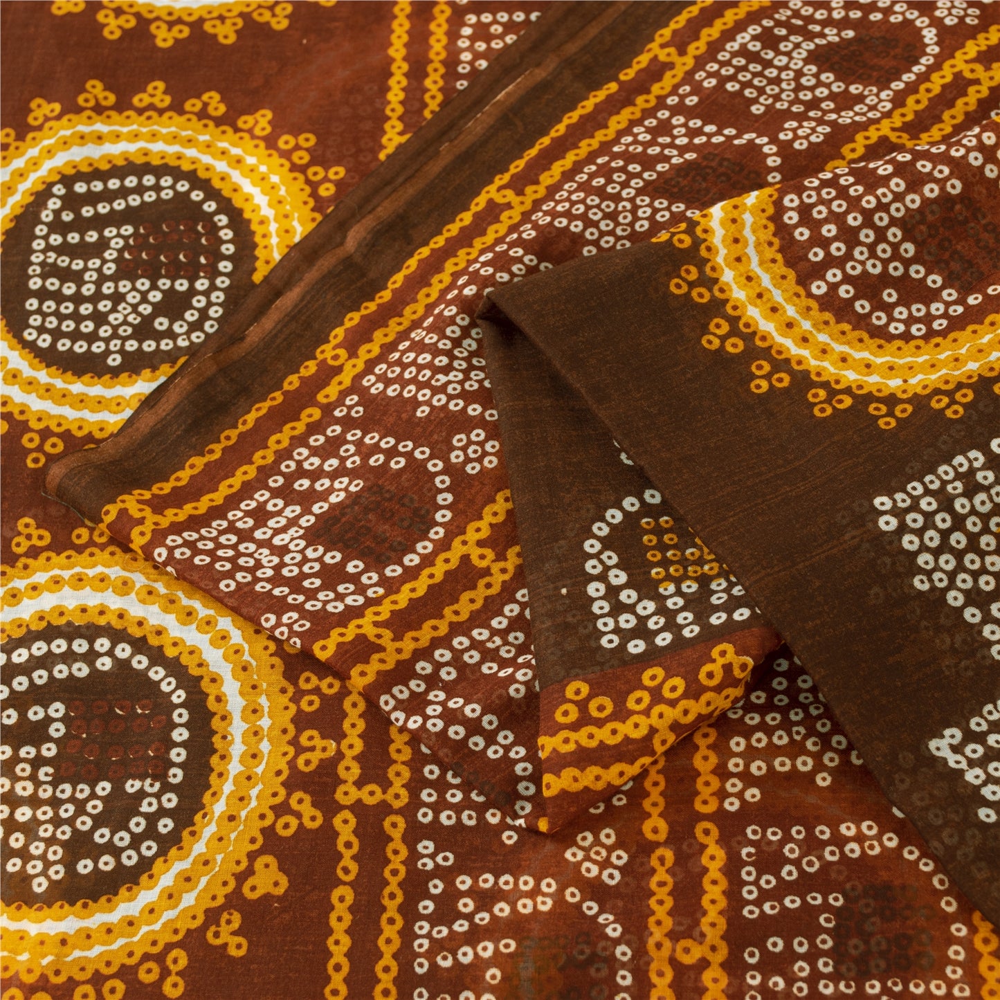 Sanskriti Vintage Sarees Pure Cotton Bandhani Elephant Printed Sari 5+yd Fabric