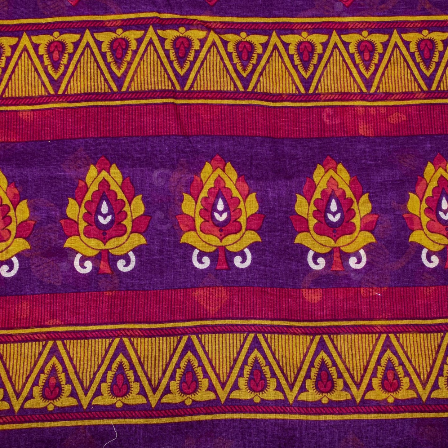 Sanskriti Vintage Saree Purple 100% Pure Cotton Floral Print Sari Fabric 5+Yard