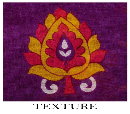 Sanskriti Vintage Saree Purple 100% Pure Cotton Floral Print Sari Fabric 5+Yard