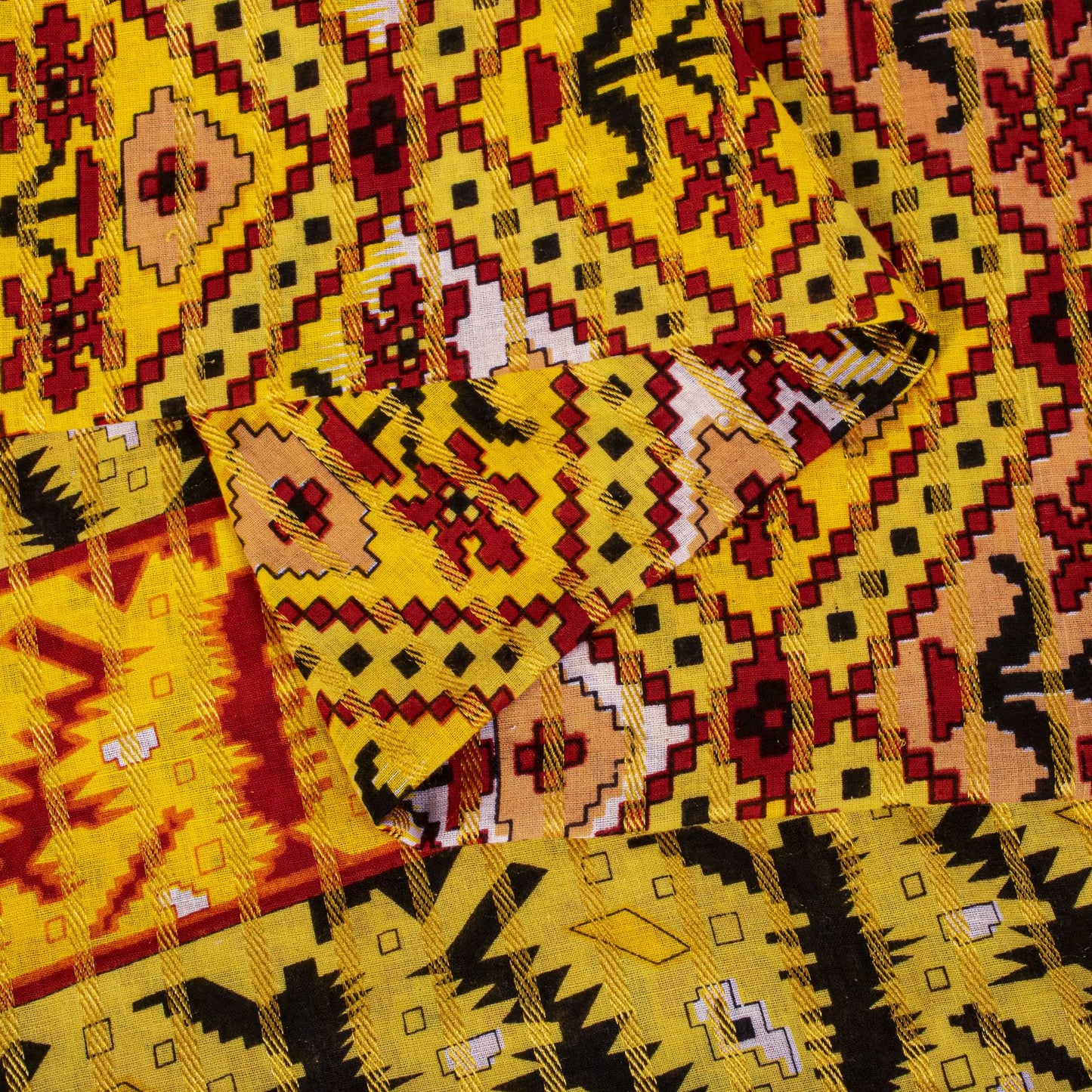 Sanskriti Vintage Saree Yellow Pure Cotton Patola Print-Woven Sari Fabric 5+Yard