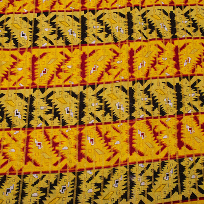 Sanskriti Vintage Saree Yellow Pure Cotton Patola Print-Woven Sari Fabric 5+Yard